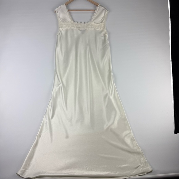Vintage Eve Stillman Women’s Small Ivory Satin Lace Maxi Nightgown Slip Dress - Picture 1 of 8